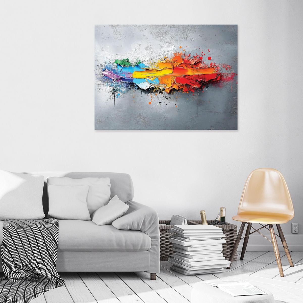 BILDER Abstrakt Grau Bunt Modern Deko Wohnzimmer 120x80 - Grau, Holzwerkstoff (120/80cm) - Wallarena