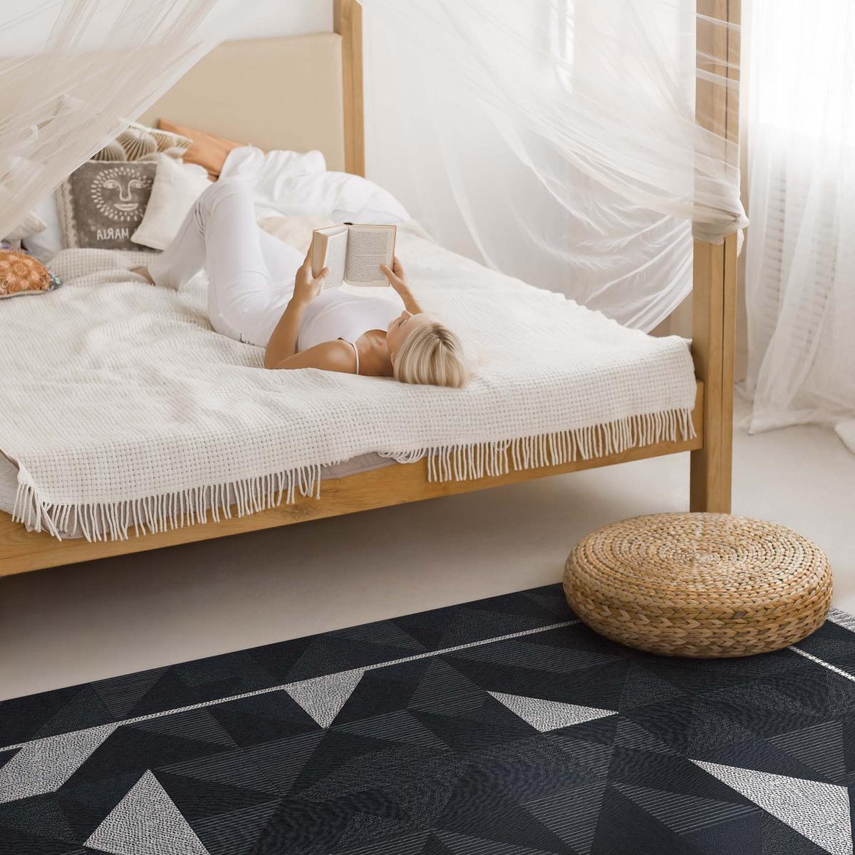 TEPPICH 150x225 cm Mosaik aus Geometrischen Formen Vintage Muster - Greige, Kunststoff (150/225cm) - Wallfluent
