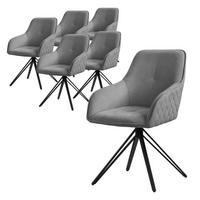 ESSZIMMERSTUHL 2er Set drehbar Grau Webstoff - Schwarz/Grau, Textil/Metall (61/84.5/57cm) - ML-DESIGN