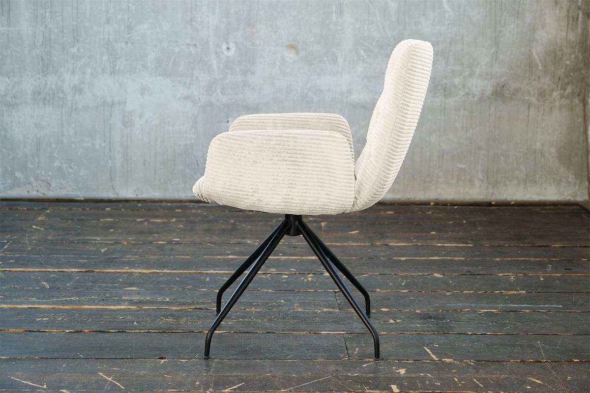 DREHSTUHL NEW CHARME Cremeweiß Cord (1er-Set) - Creme, Textil (59/87/66cm) - KAWOLA