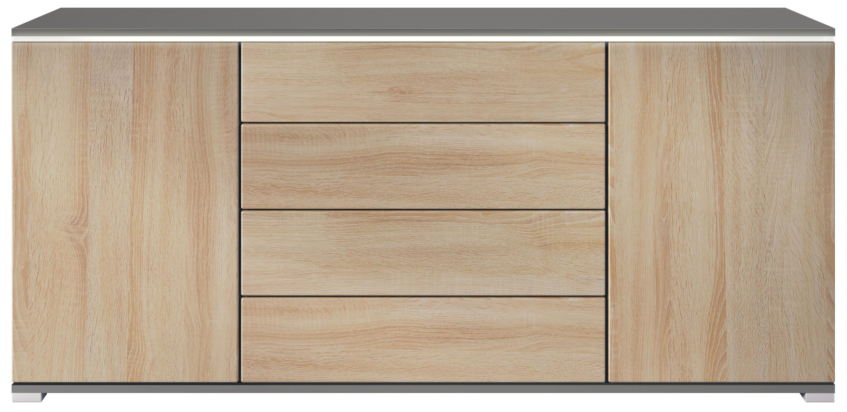 SIDEBOARD Faro Eiche sägerau - Hellbraun, Holzwerkstoff (166.5/75.5/35cm) - Vladon