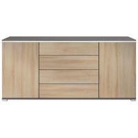 SIDEBOARD Faro Eiche sägerau - Hellbraun, Holzwerkstoff (166.5/75.5/35cm) - Vladon