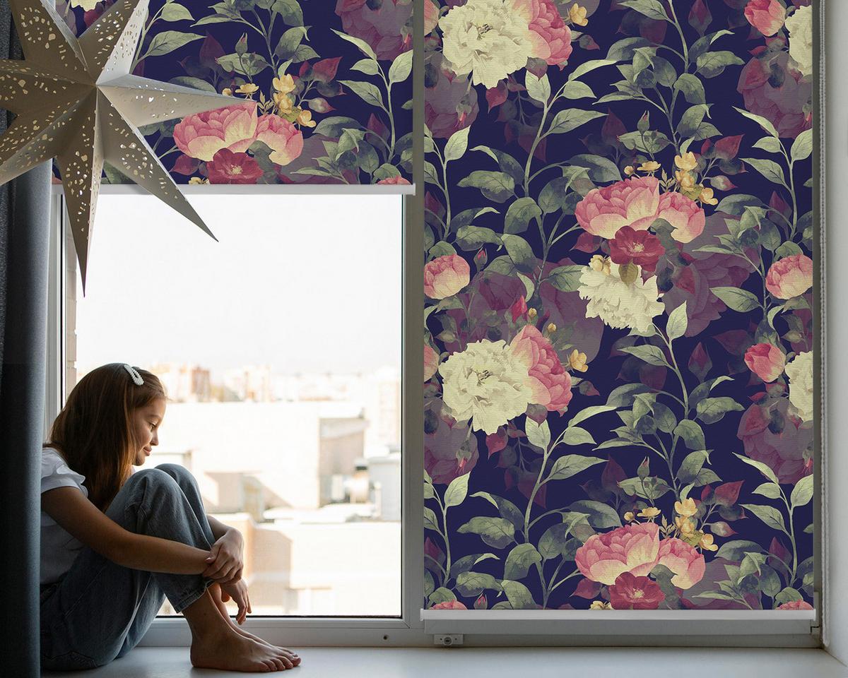 INNENROLLO - Fensterrollo - Rollo - 100x100 cm - Blumen - Grün, Kunststoff (100/100/0.5cm) - TULUP