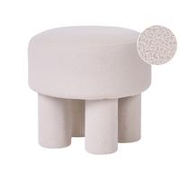 HOCKER Bouclé Cremeweiß Canby - Weiß, Textil (43/38/43cm) - Beliani