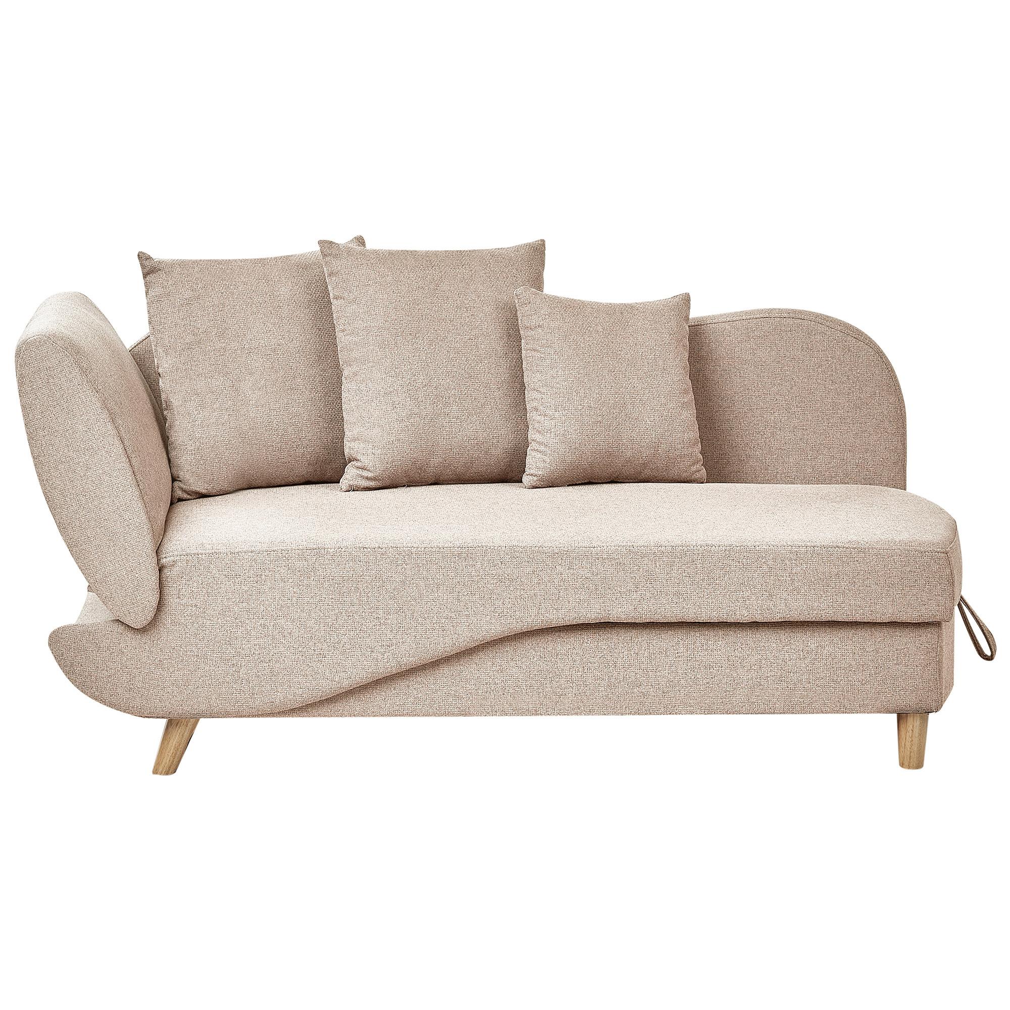 CHAISELONGUE-LINKSSEITIGE Braun Meri - Hellbraun, Textil (155/76/69cm) - Beliani