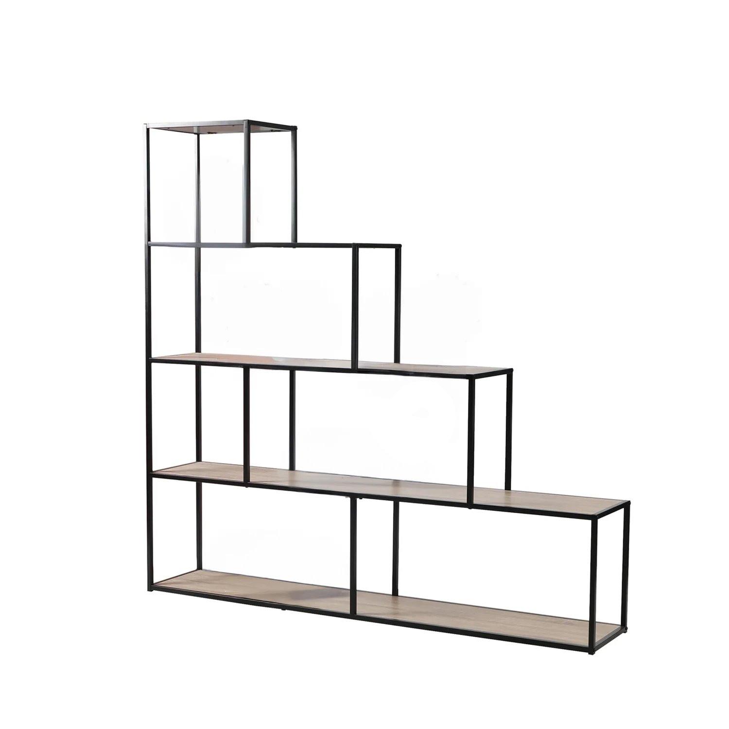 BÜCHERREGAL im Treppen-Design - L160 x H157 cm - Colorado - Schwarz, Holzwerkstoff (30/157/160cm) - Calicosy