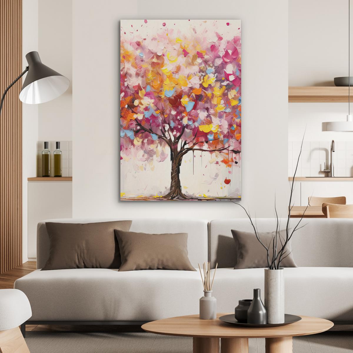 AKUSTIKBILD Aquarell - Baum - Kunst - Abstrakt Wanddeko 70x100 cm - Multicolor, Kunststoff (70/100/0.9cm) - MuchoWow