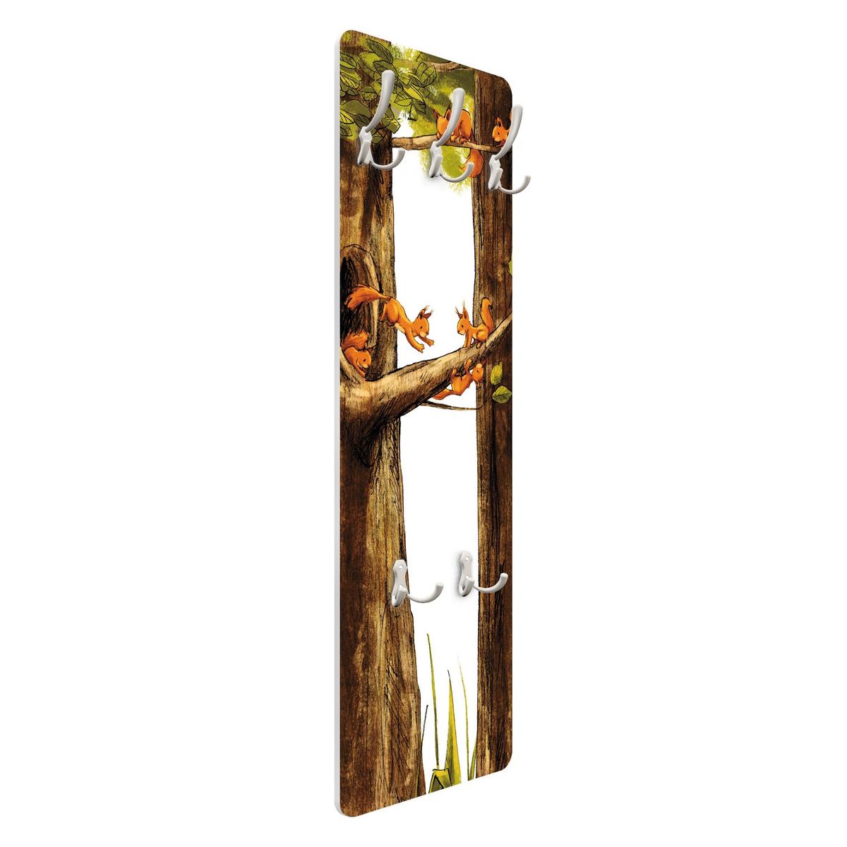 WANDGARDEROBE - Zuhause der Einhörnchen 34/105 cm - Braun, Holzwerkstoff (34/105/1.6cm) - Bilderwelten