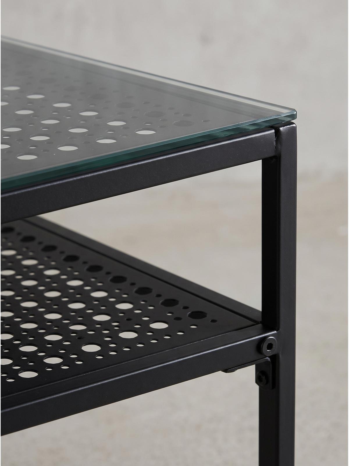 COUCHTISCH ALCUDIA, Einscheibensicherheitsglas, Schwarz, 60 x 60 x 45 cm - Schwarz, Glas/Metall (60/60/45cm) - KADIMA DESIGN