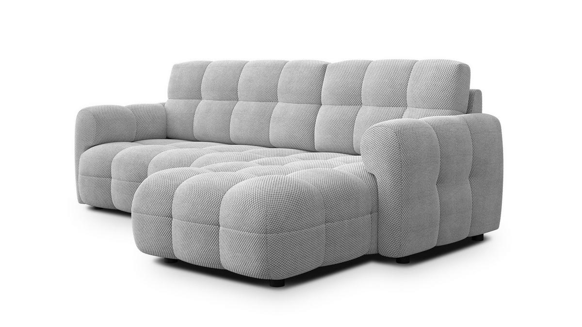 ECKSOFA MELLOW 3-Sitzer, hellgrau - Hellgrau/Schwarz, Holz/Textil (232/156cm) - Wozimo