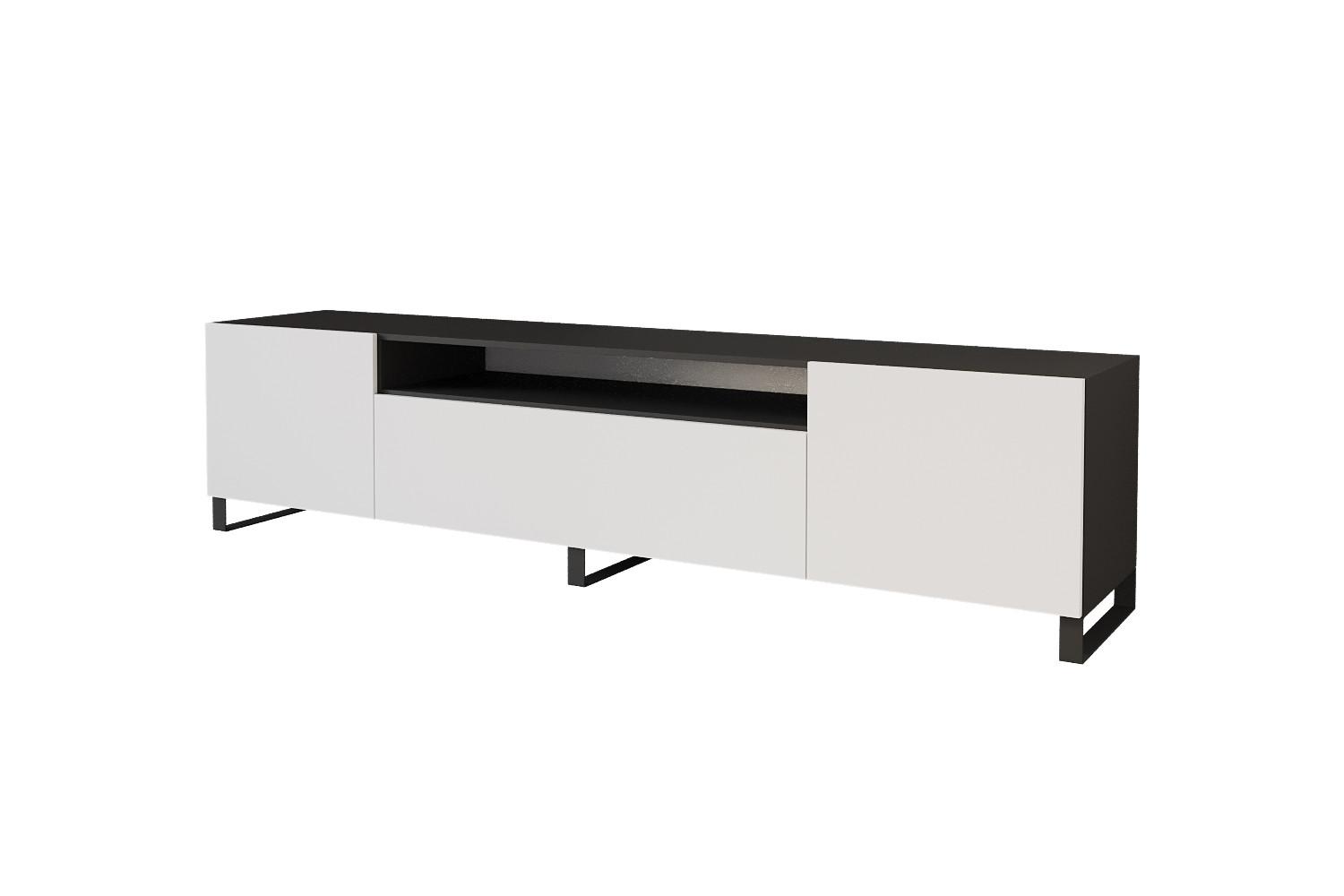LOWBOARD ELIO-S 200x53x41 cm - Schwarz / Weiß - Anthrazit/Schwarz, Holzwerkstoff (200/53/41cm) - ALTDECOR