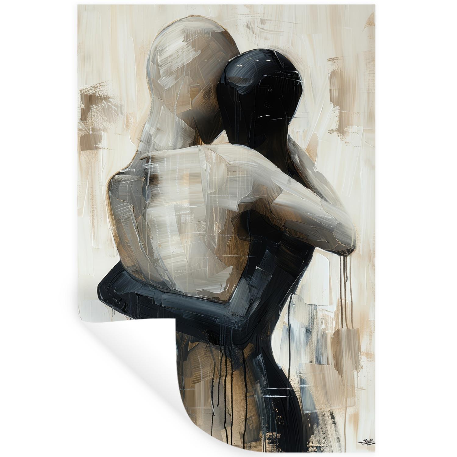 WANDTATTOO Abstrakt - Liebe - Schwarz und weiß - Modern Wandaufkleber 80x120 cm - Schwarz, Kunststoff (80/120/0.1cm) - MuchoWow