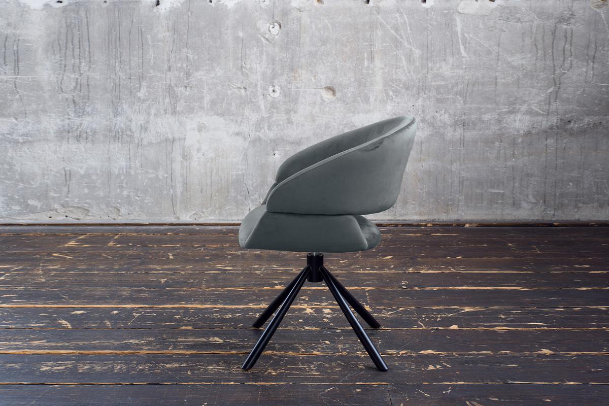ESSZIMMERSTUHL LARA Grau Velvet Drehbar (360°) (1er-Set) - Blaugrau/Schwarz, Kunststoff/Textil (61/82/62cm) - KAWOLA
