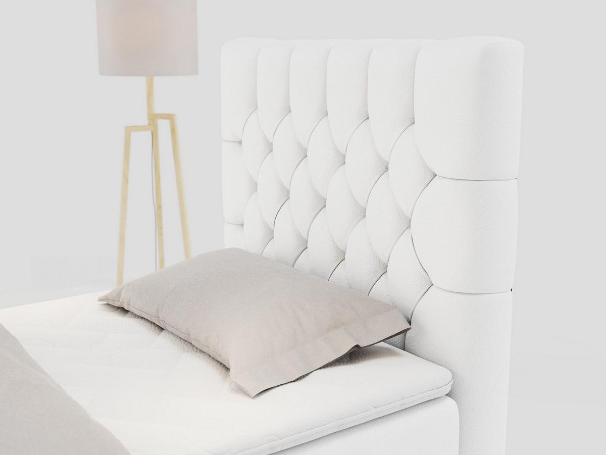 BOXBETT PERA 90/200 Weiß Kunstleder - H4 - Rechts Seite - Weiß, Holz/Textil (90/200cm) - MKS