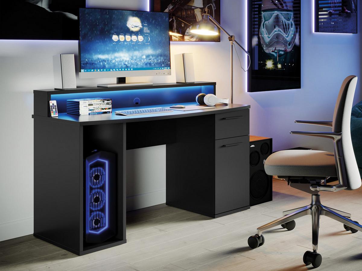 GAMING TISCH Ayo - Schwarz, Holzwerkstoff/Kunststoff (65/140/91cm) - MIRJAN24
