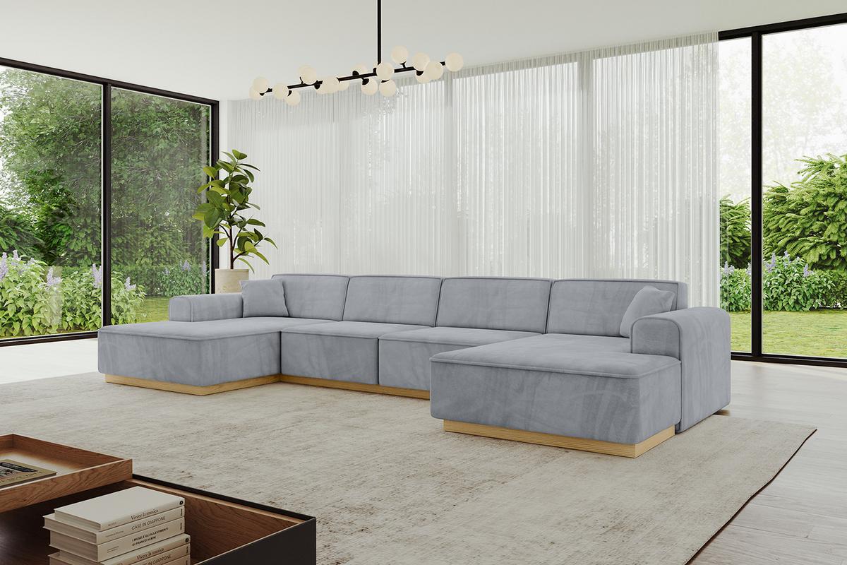WOHNLANDSCHAFT IREA-U2-v2 - 386x165x80 cm Grau - Titanfarben, Holzwerkstoff/Textil (386/80/165cm) - ALTDECOR