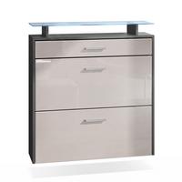 SCHUHSCHRANK Malea Fronten in Sandgrau Hochglanz - Sandfarben, Holzwerkstoff (89/96/23cm) - Vladon