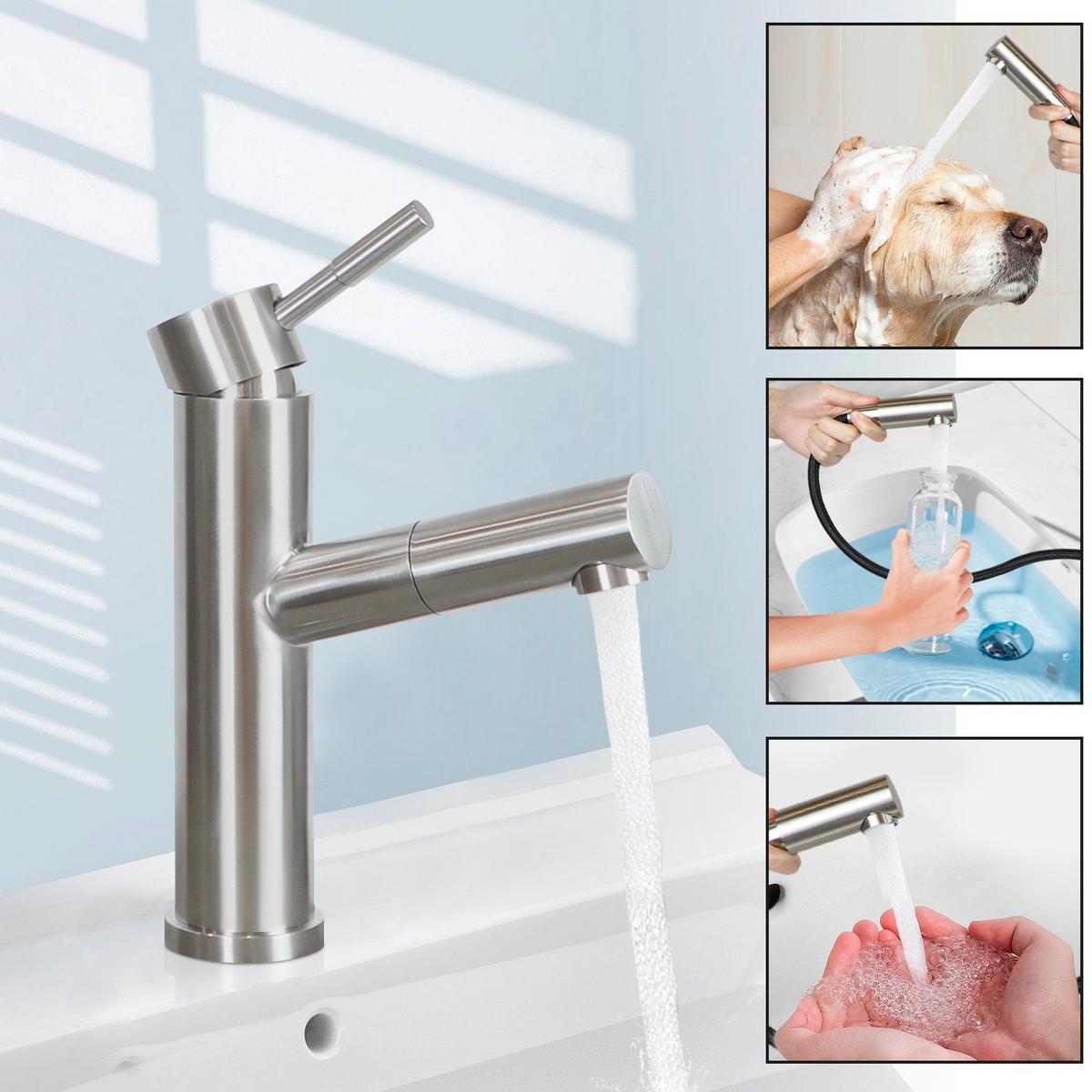 WASCHTISCHARMATUR Rinnare 5/20.5/16 cm - Silberfarben, Metall (5/20.5/16cm) - ZMH
