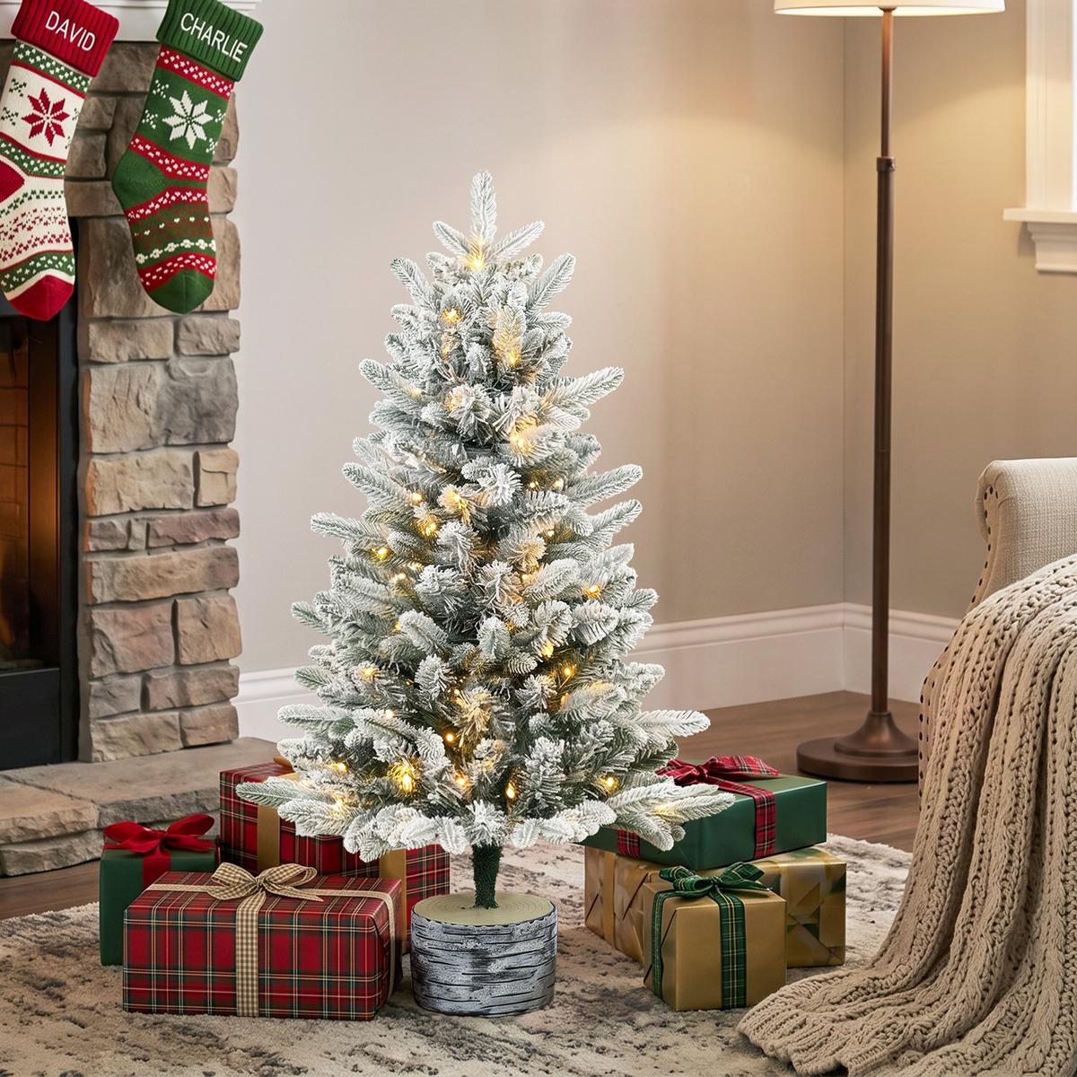 WEIHNACHTSBAUM-MIT-LICHT PE Metall Weiß - Weiß, Kunststoff (90cm) - HOMCOM