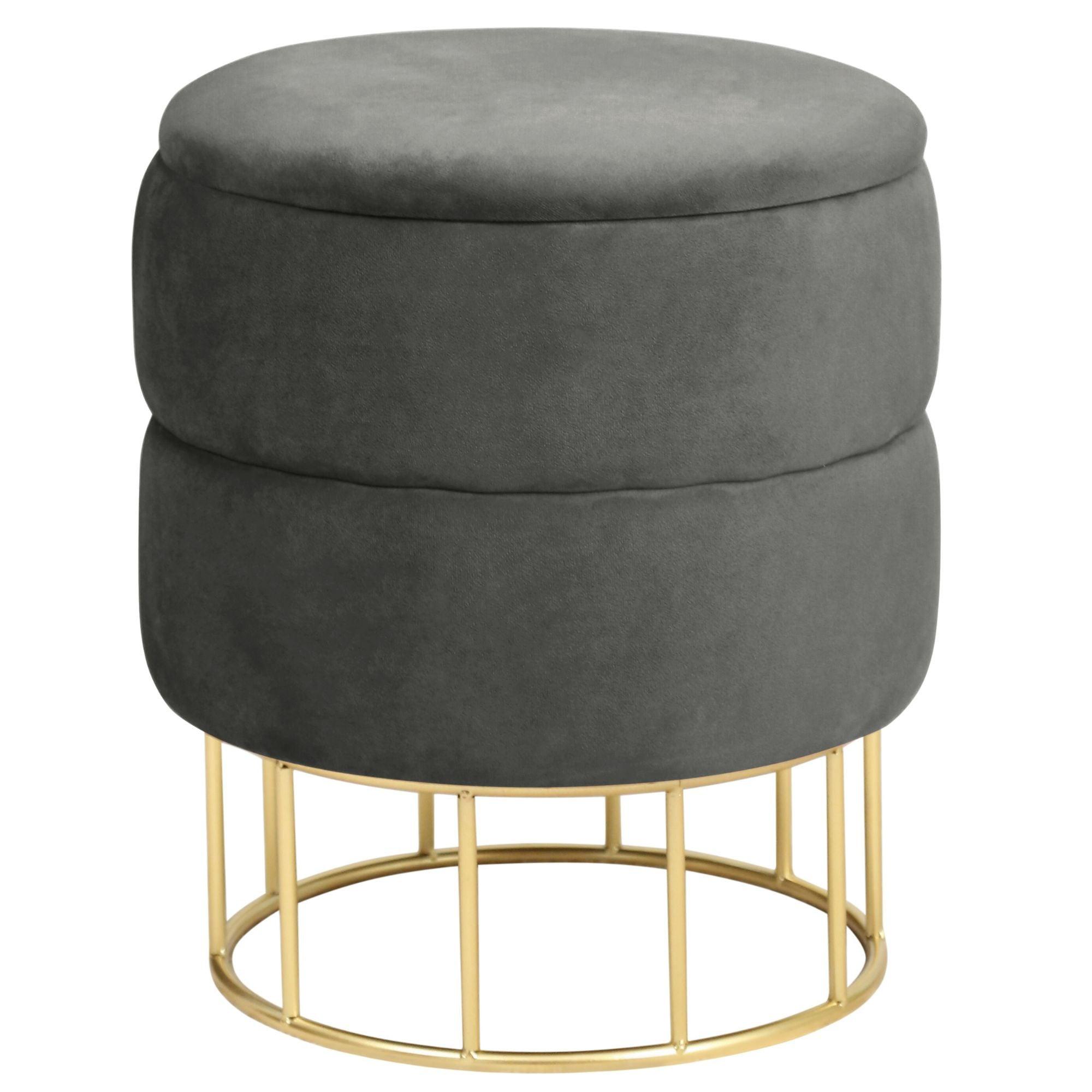SITZHOCKER mit Stauraum, Polsterhocker Grau 37/42/37 - Grau, Textil (37/42/37cm) - RAUMHIRSCH FURNITURE