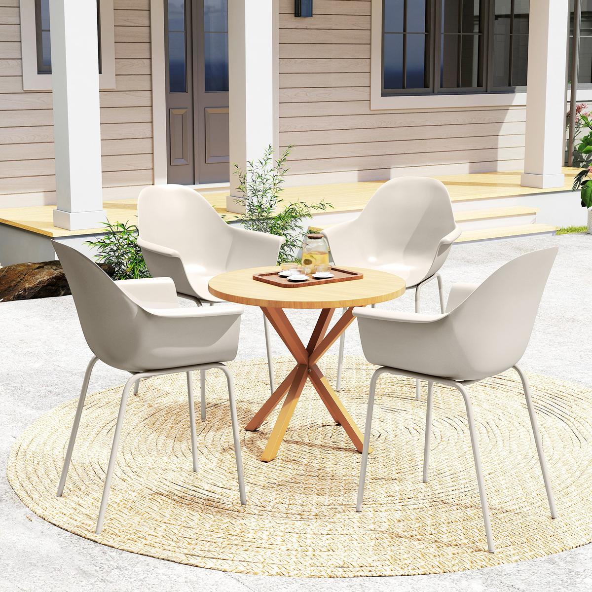 GARTENSTUHL, Stahl, Kunststoff, Grau - Grau, Metall (55/84/59cm) - Outsunny