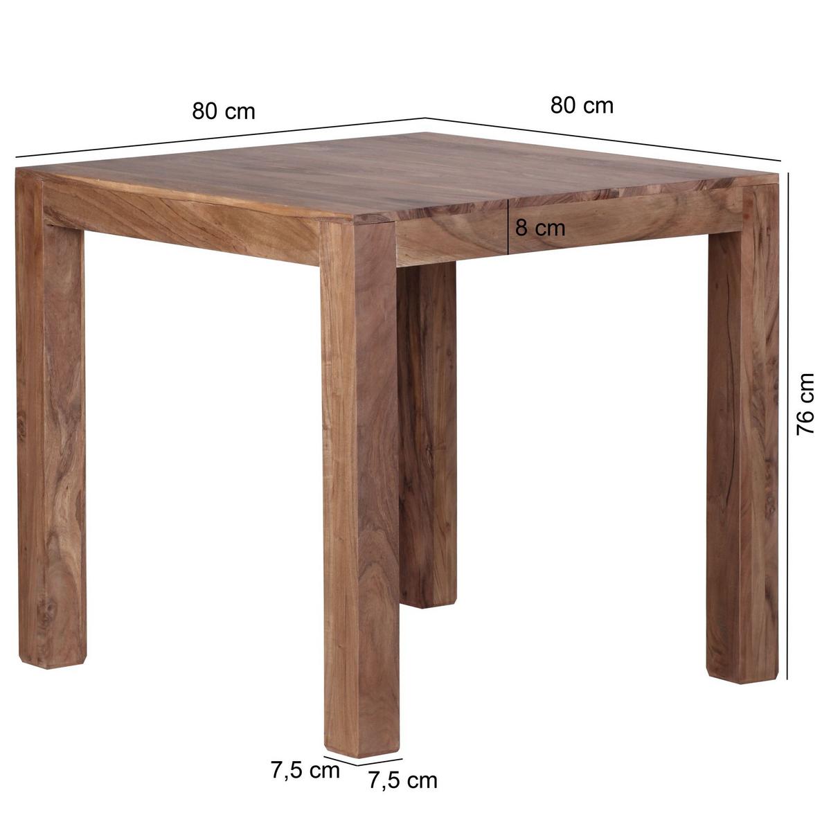 ESSTISCH Massivholz Rechteckig Zeitlos MUMBAI, Akazie 80x80x76 cm - Akaziefarben, Holz (80/80/76cm) - KADIMA DESIGN