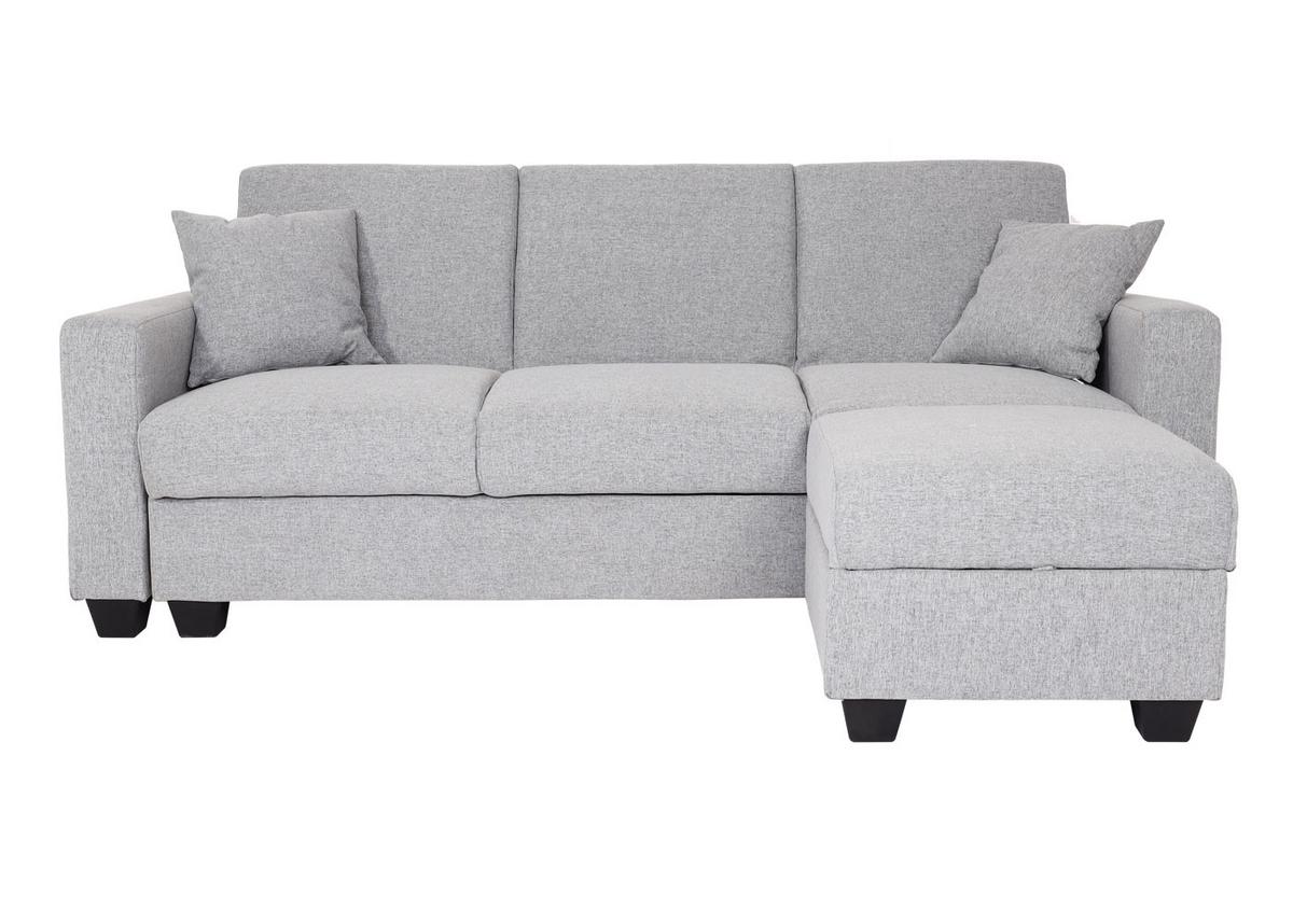 SOFA MIT OTTOMANE Hellgrau - Hellgrau, Textil (217/145cm) - MCW