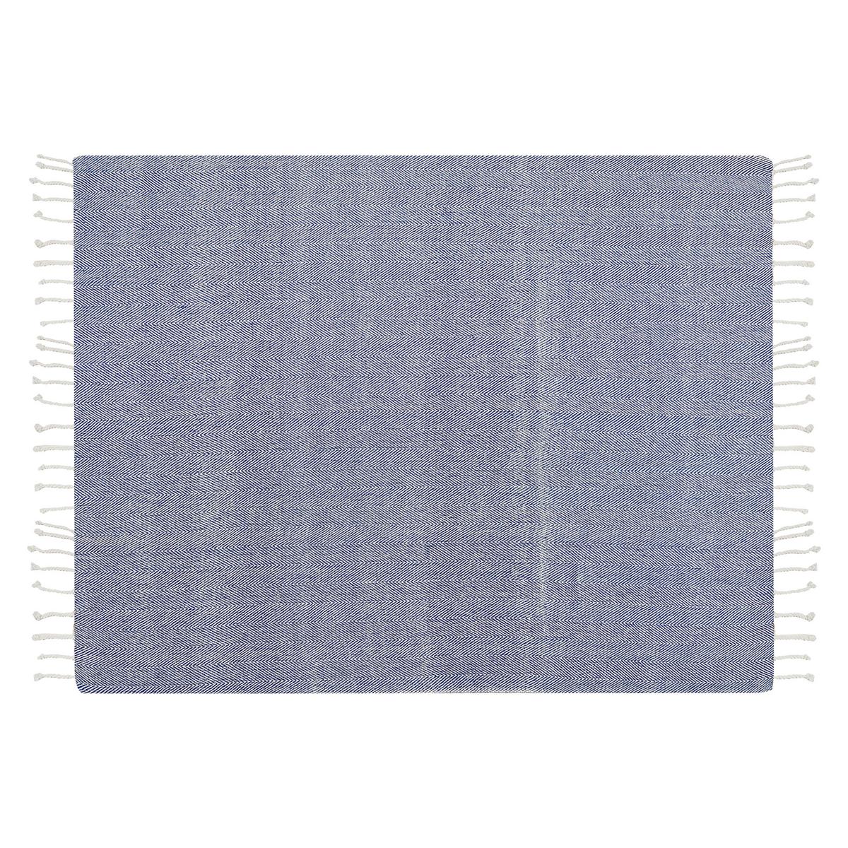KUSCHELDECKE Baumwolle 130/160 cm Blau Tilmi - Blau/Weiß, Textil (130/130cm) - Beliani