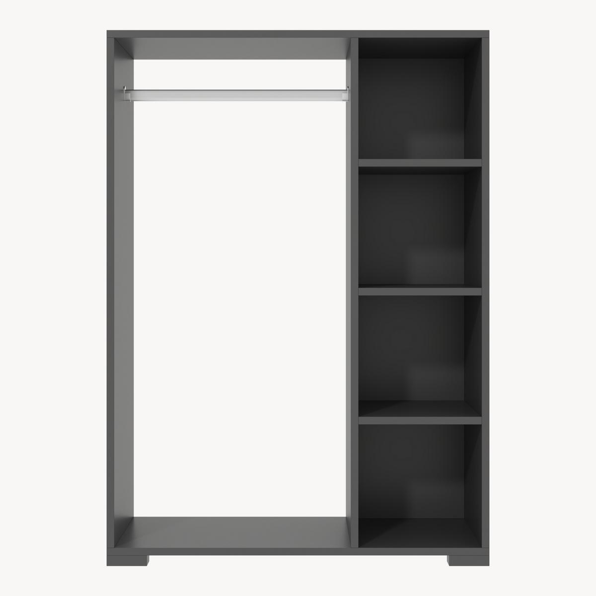 KLEIDERSCHRANK Nesbyen - Anthrazit, Holzwerkstoff/Kunststoff (90/126/30cm) - [en.casa]