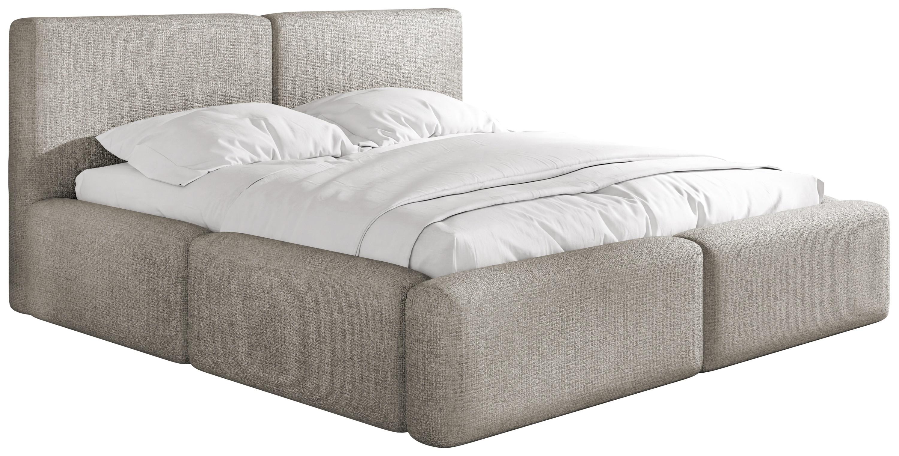 POLSTERBETT Duo mit Bettkasten, Metall-Lattenrost & hohem Kopfteil in Taupe Chenille 200x200 cm - Taupe/Beige, Kunststoff/Textil (200/200cm) - WFL GROUP