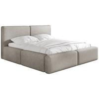POLSTERBETT Duo mit Bettkasten, Metall-Lattenrost & hohem Kopfteil in Taupe Chenille 180x200 cm - Taupe/Beige, Kunststoff/Textil (180/200cm) - WFL GROUP