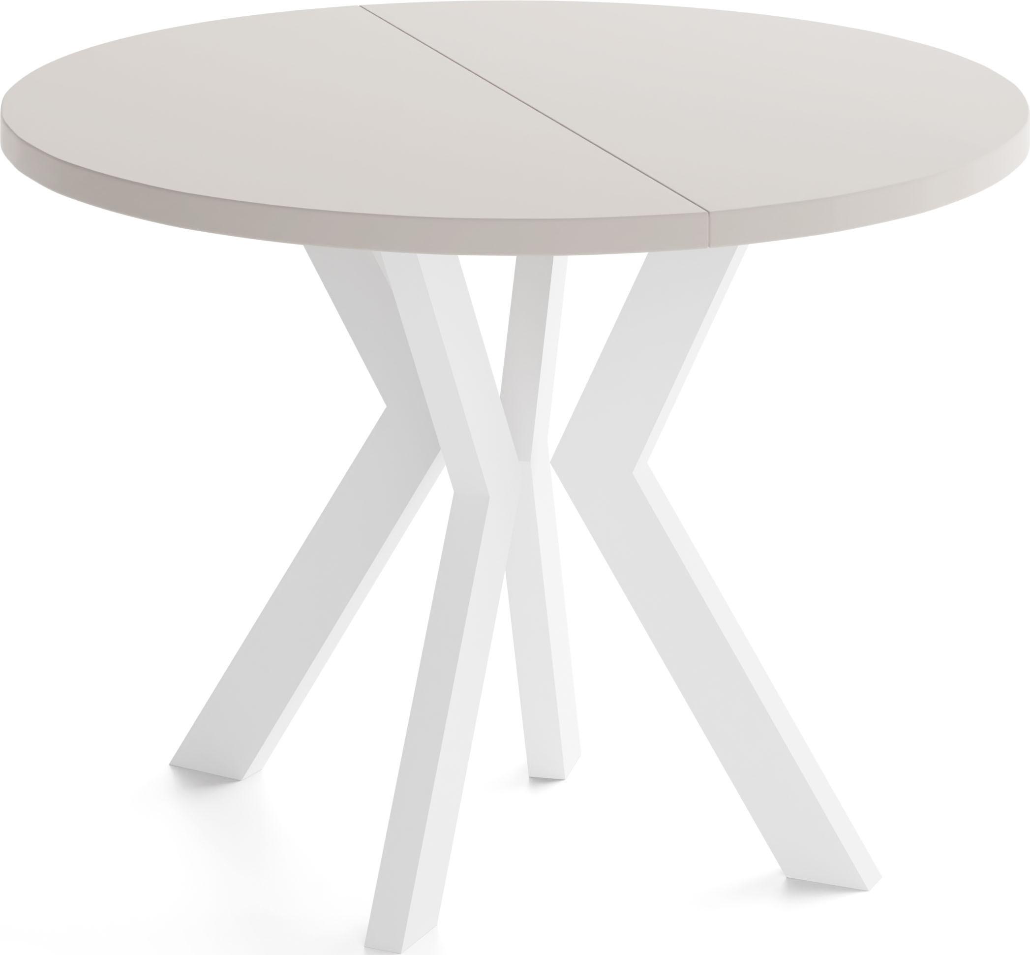 ESSTISCH Savio Weiß rund ausziehbar verlängerbar XXL, Kaschmir 100-300/100/77 cm - Kaschmir/Beige, Holz/Holzwerkstoff (100/300/77cm) - WFL GROUP