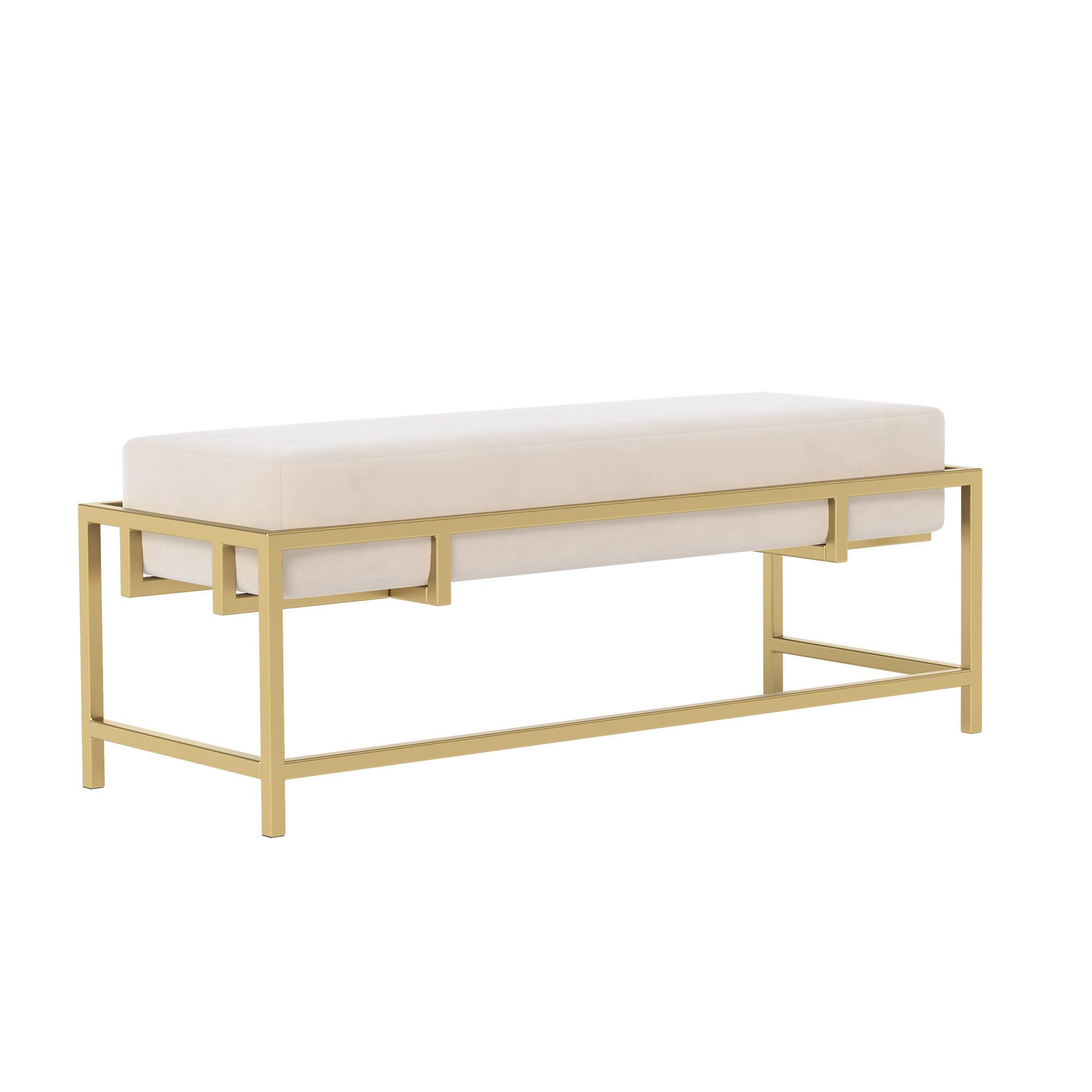 POLSTERBANK GLAM 100 cm Gold / Creme ,Metallgestell - Creme, Textil/Metall (100/45/35cm) - Idohome