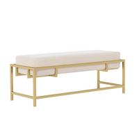 POLSTERBANK GLAM 100 cm Gold / Creme ,Metallgestell - Creme, Textil/Metall (100/45/35cm) - Idohome