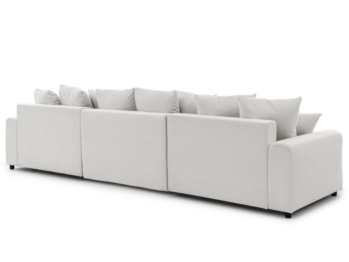 WOHNLANDSCHAFT Calma mit Schlaffunktion und Bettkasten im Bumpy-Design aus weichem Creme Webstoff - Creme/Schwarz, Holz/Textil (336/88/140cm) - S-Style