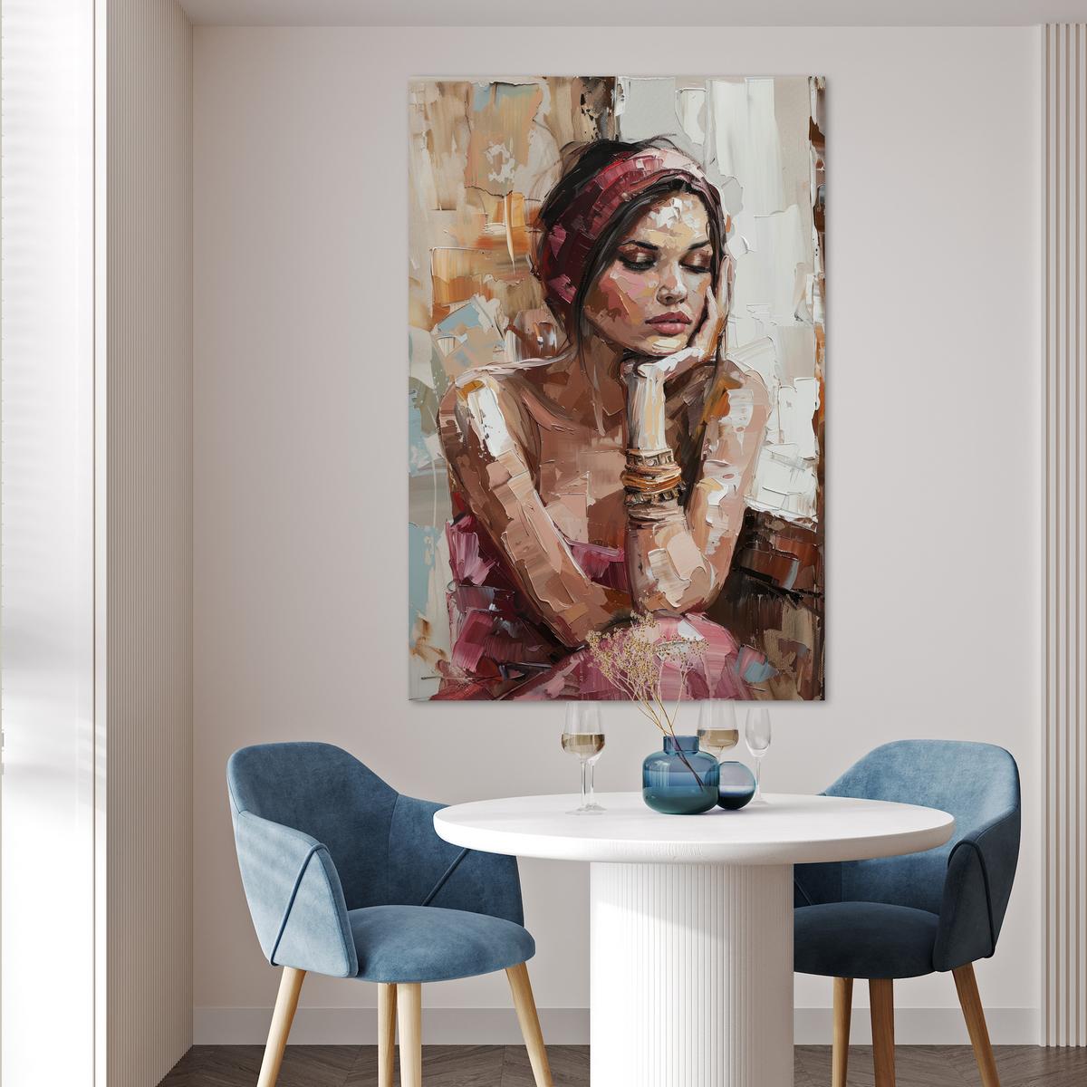 POSTER Frau - Lackierung - Porträt - Modern Wandbild Schlafzimmer 80x120 cm - Altrosa, Papier (80/120/0.1cm) - MuchoWow