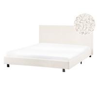 BETT mit Lattenrost 140/200 cm Bouclé Cremeweiß Albi - Creme, Textil (140/200cm) - Beliani