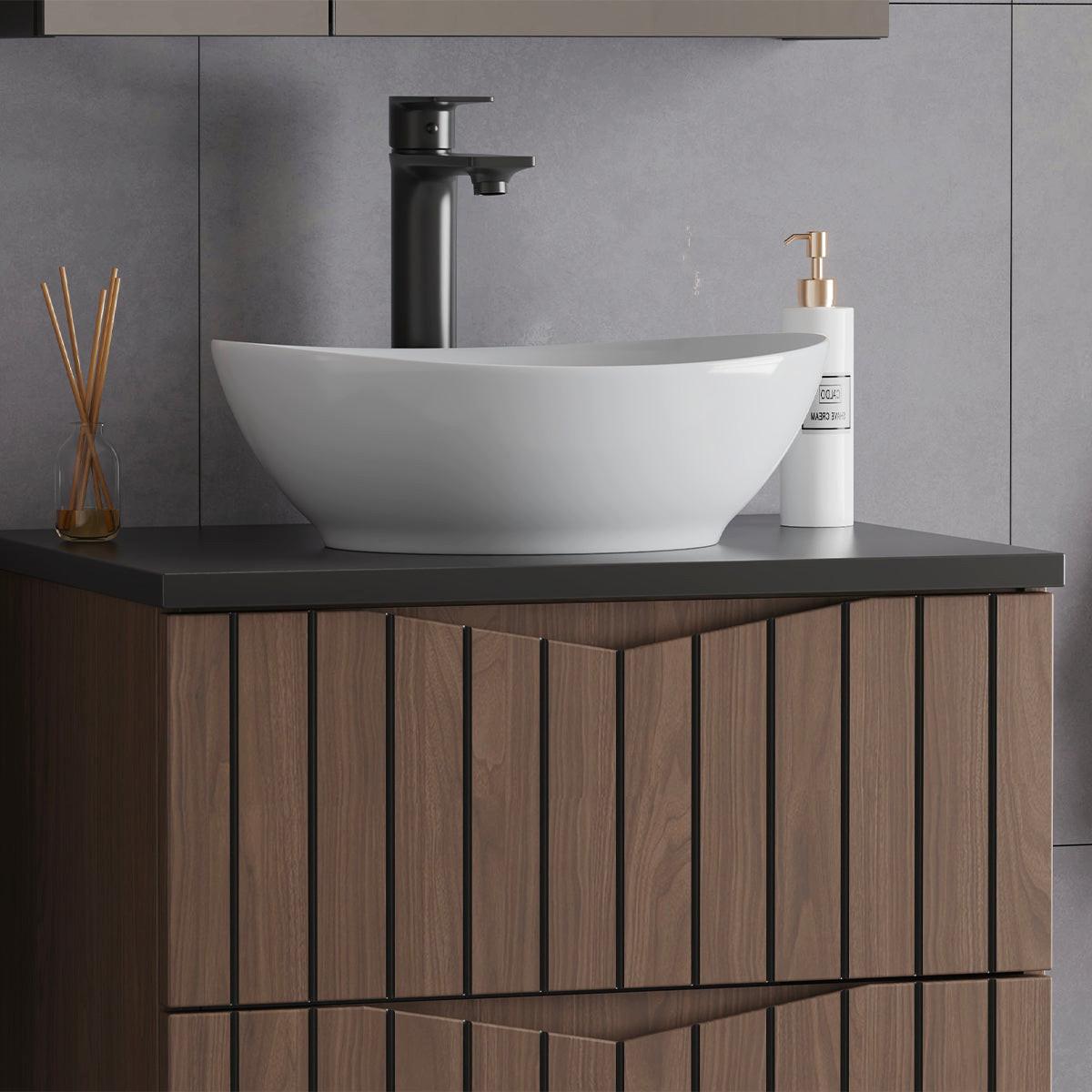 WASCHTISCHUNTERSCHRANK 60.6cm Siena Holz und Schwarz - Braun, Holzwerkstoff (60.6/52.2/46.5cm) - Petits-meubles