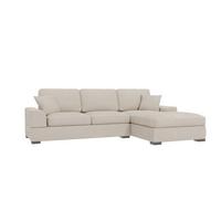 ECKSOFA Saga Beige Cord - Beige/Schwarz, Holz/Buchenholz (306/184cm) - S-Style Möbel