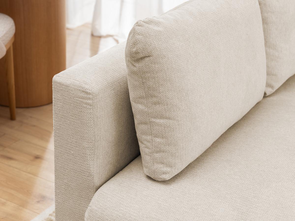 ECKSOFA inkl. Hocker Cardea mit Schlaffunktion in Bubble-Optik aus weichem Hellbeige Strukturstoff und hohem Sitzkomfort - Ottomane links - Beige/Schwarz, Holz/Textil (170/230cm) - S-Style Möbel