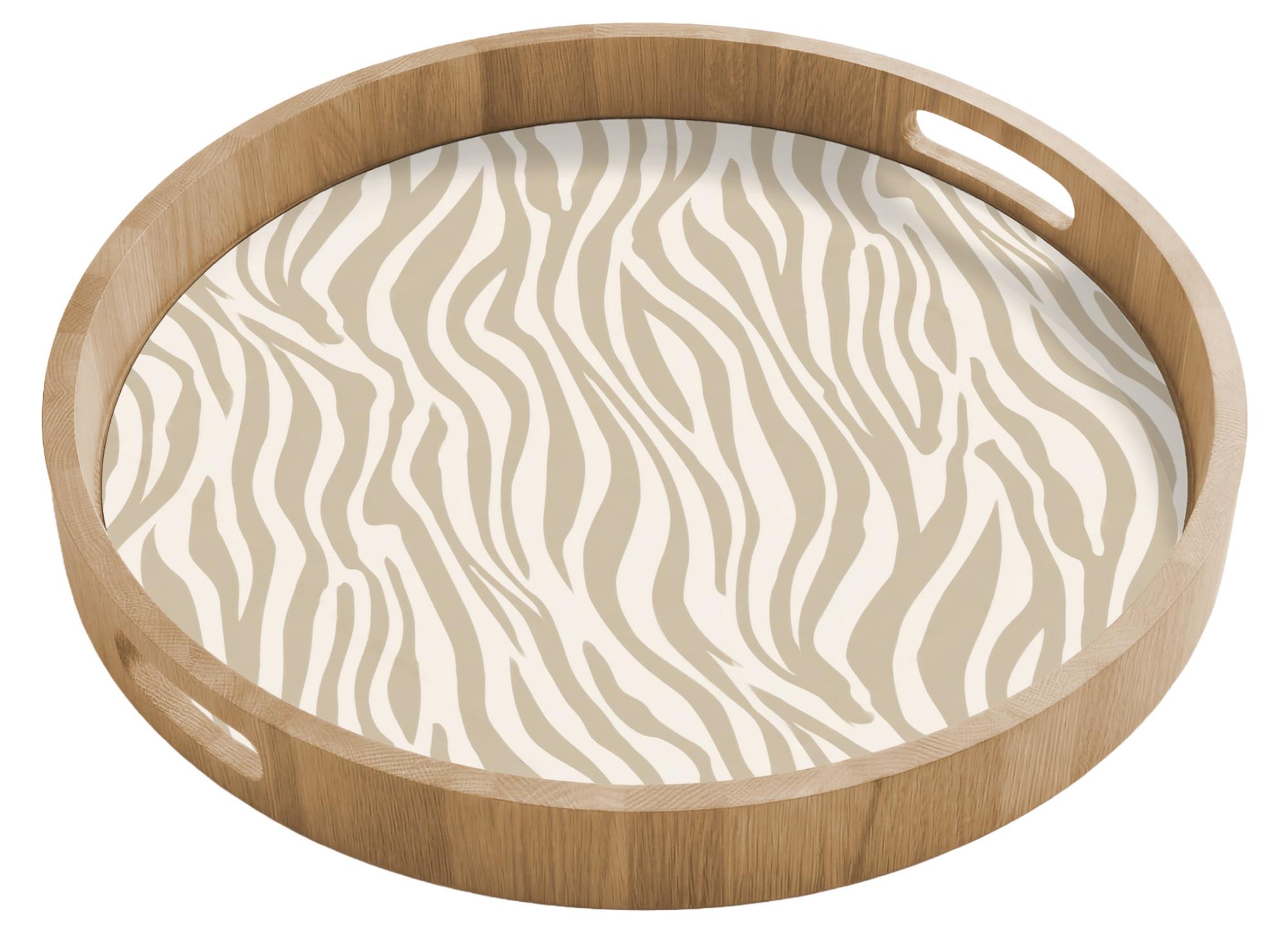 TABLETT Zebra - Muster - Beige 50x50 cm - Beige, Holz (50/5/5cm) - OnlyWow