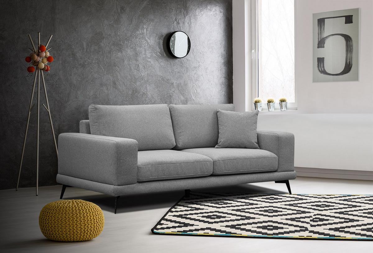 SOFA MEDIOLANE 2,5-Sitzer, grau - Grau, Holzwerkstoff/Textil (203/87/96cm) - Wozimo