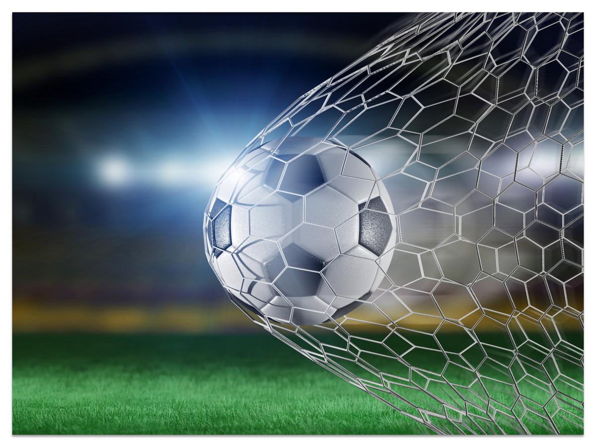 FOTOTAPETE für Jugendzimmer Fußball Tor Stadion Ball 150x105 - Schwarz/Weiß, Papier (150/105cm) - Muralo