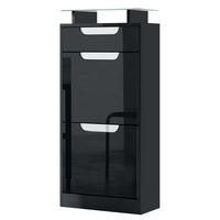 SCHUHSCHRANK Fiesta Schwarz Hochglanz / Weiß Hochglanz - Schwarz Hochglanz, Holzwerkstoff (46/104/23cm) - Vladon