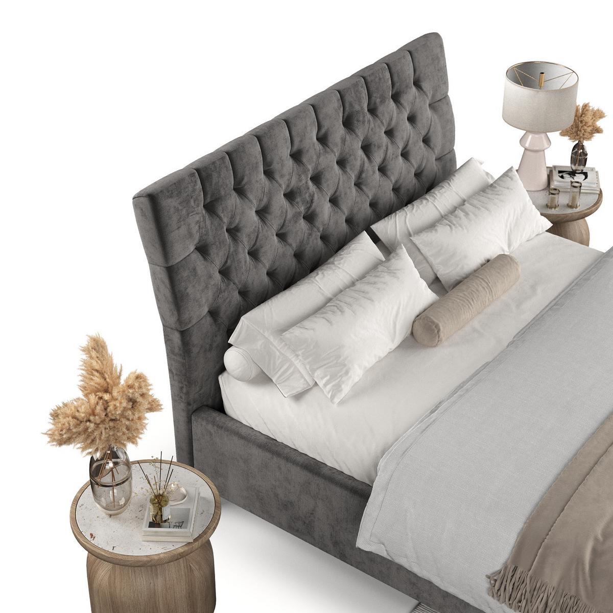 POLSTERBETT Lira 120/200 cm Anthrazit im Lotta Stoff - Anthrazit/Naturfarben, Holz/Holzwerkstoff (120/200cm) - AltaBeds