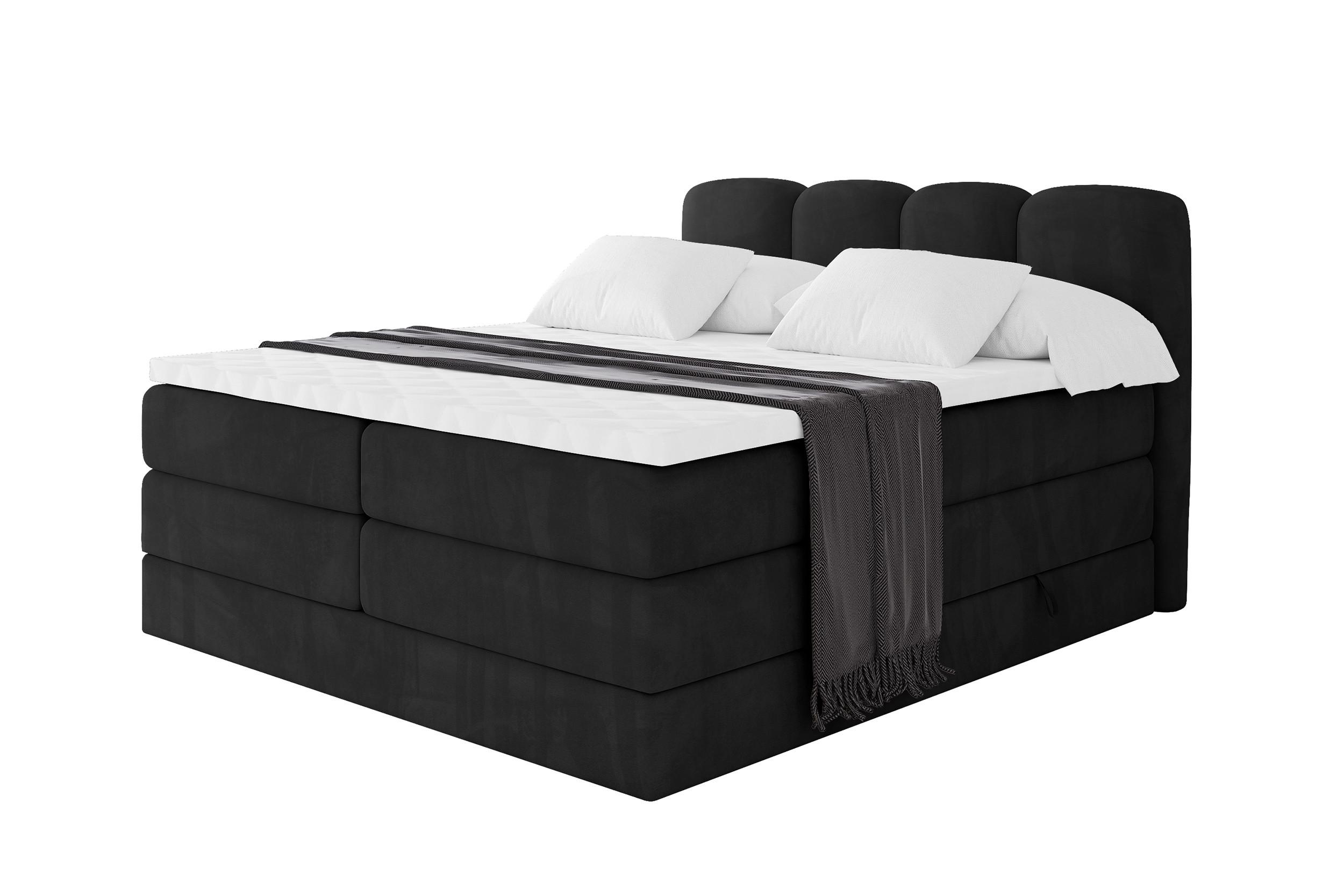 BOXBETT mit Matratze H3|H4 und Lattenrost - NINA KING - 120x200 cm Casablanca - Schwarz - Schwarz Hochglanz, Holzwerkstoff (120/200cm) - ALTDECOR