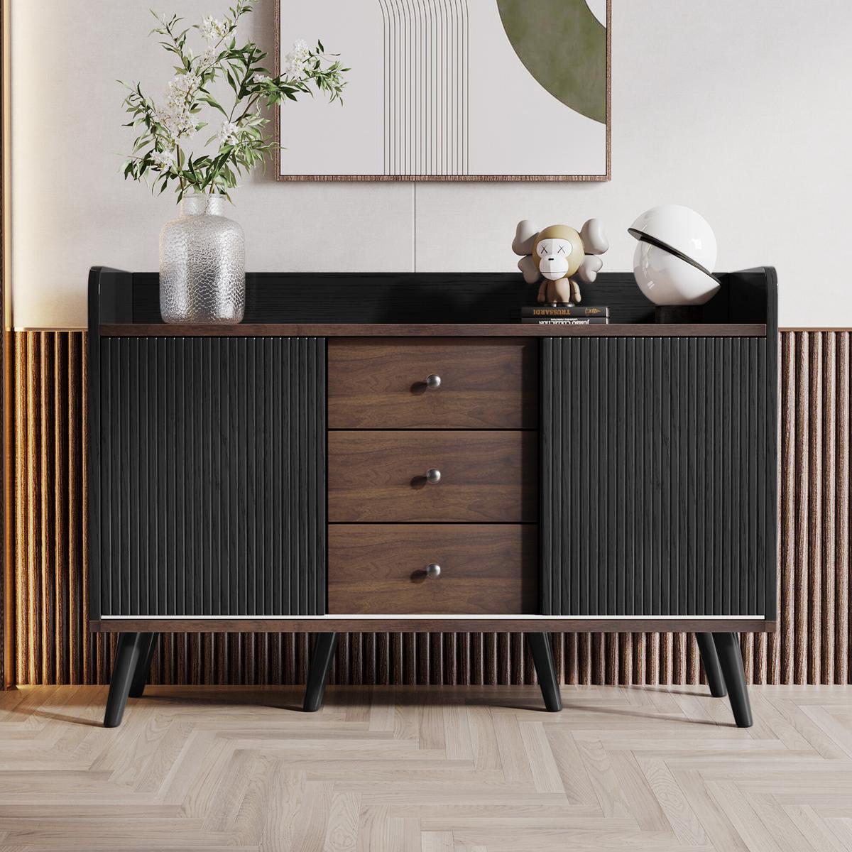 SIDEBOARD Schwarz 117,5/39,5/80 cm - Schwarz, Holzwerkstoff/Metall (39/80/117cm) - Urban Meuble