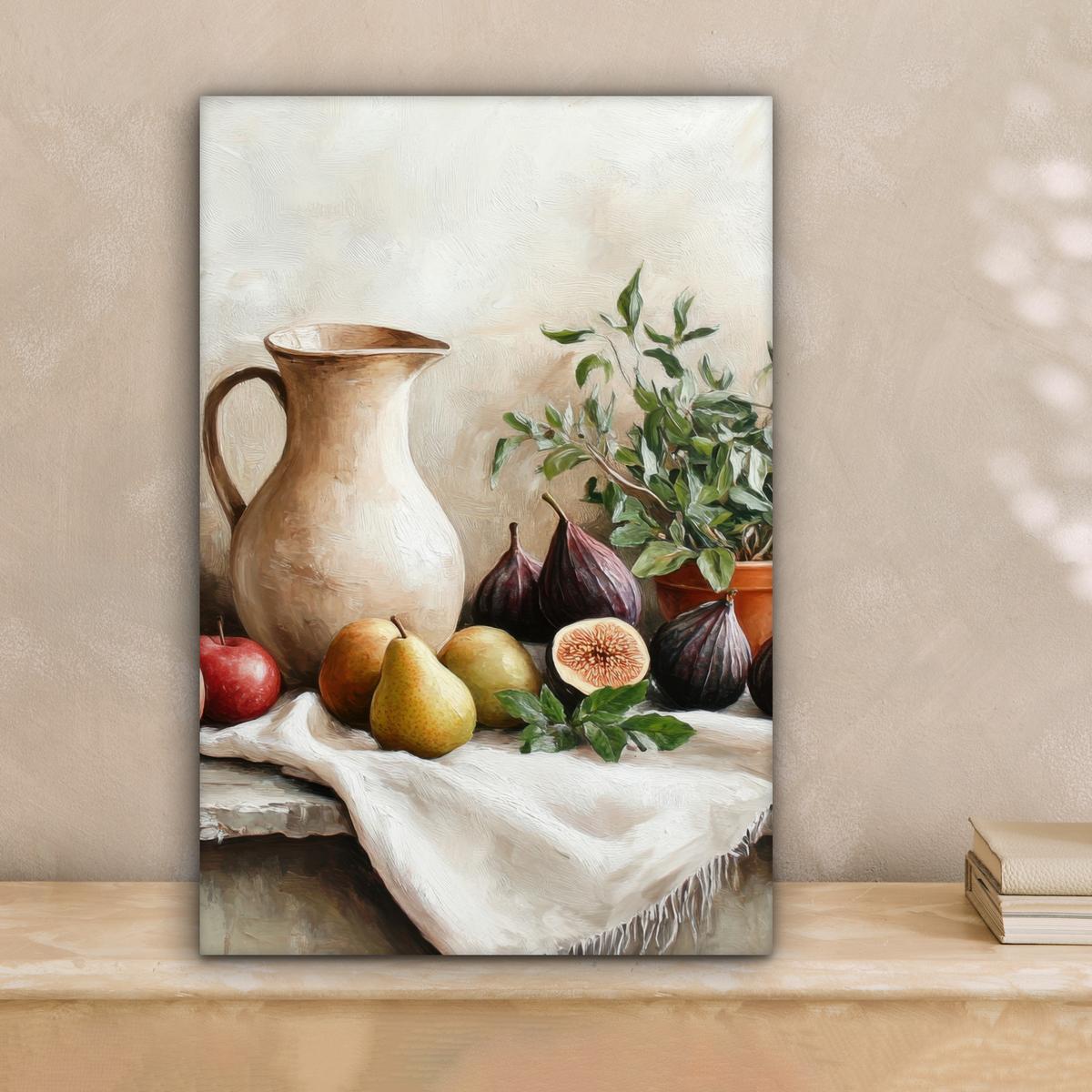 LEINWANDBILD Obst - Kräuter - Ländlich Deko Wohnzimmer 20x30 cm - Naturfarben, Textil (20/30cm) - MuchoWow