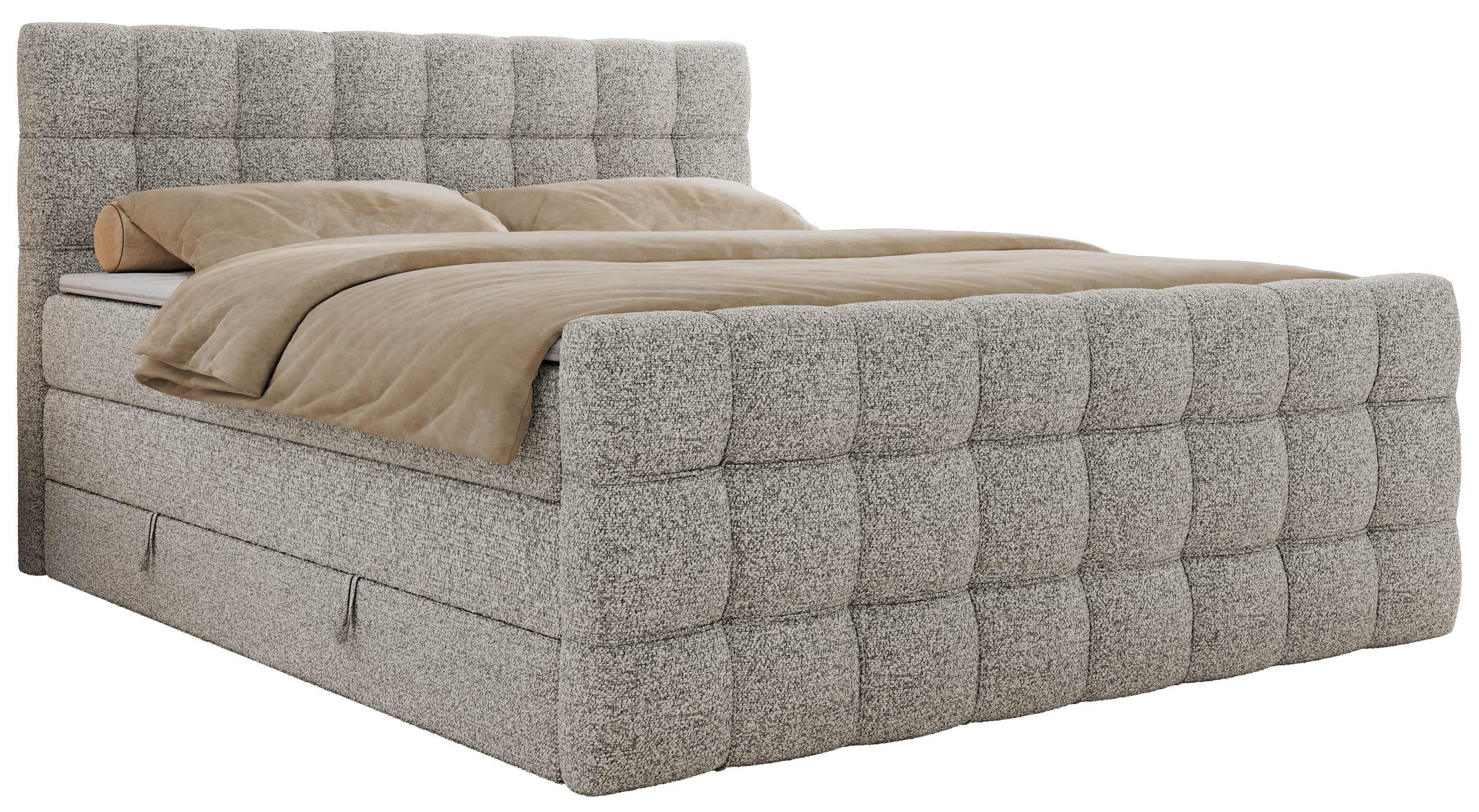 BOXSPRINGBETT ALTIVO KING DUO 180/200 - Hellgrau Strukture - H4 - Hellgrau, Textil (180/200cm) - MKS