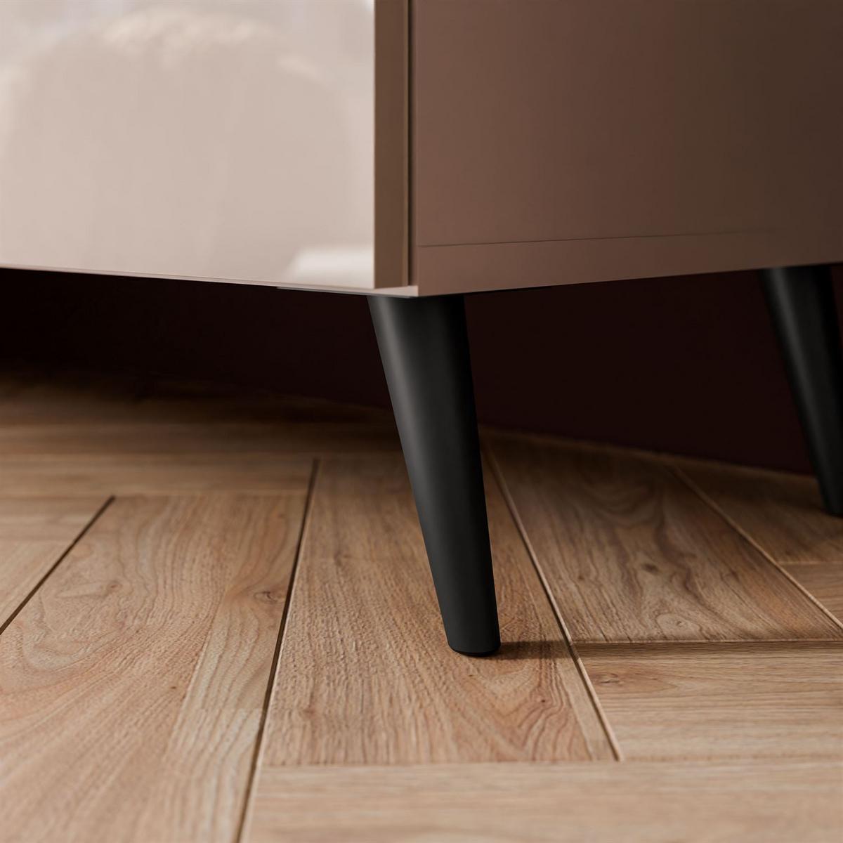 TV-SCHRANK COLGANTE 100 Kaschmir Hochglanz, mit LED, Schräge schwarze Füßen - Kaschmir/Schwarz, Holzwerkstoff (100/49/40cm) - Lookway